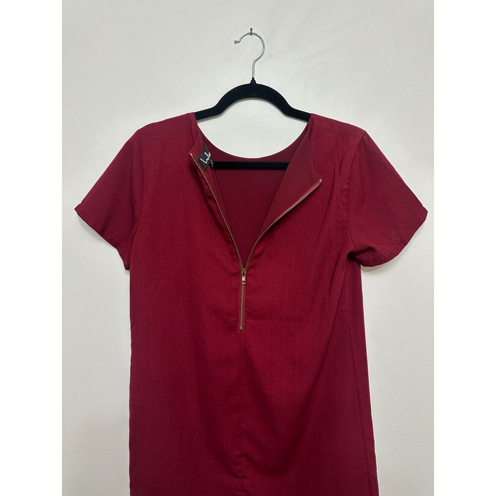 Lulus Burgundy Wine Shift Dress Small Short Sleeve Mini Cocktail Holiday Wedding - Picture 5 of 8